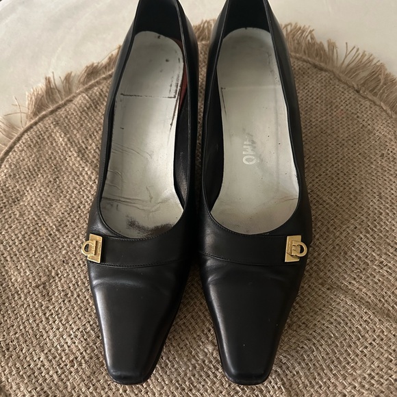 Original Use Black Heels with Gold Accent - Picture 1 of 3